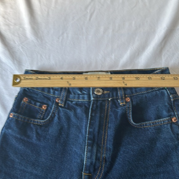 Zara High Rise Straight Leg Jeans Blue Frayed Hem Women’s Size (See Meas) - Picture 3 of 6